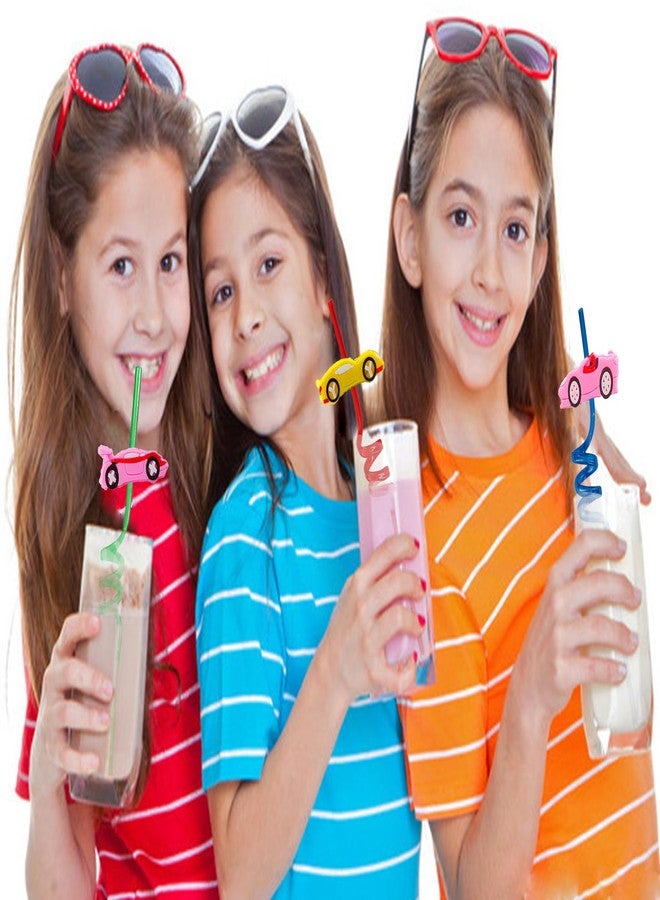 HOZKEAP 24 Bulk Cars Reusable Plastic Straws, Drink Straws Birthday Summer Activity.Hoilday Student Show Party Supply Favors - Image 3